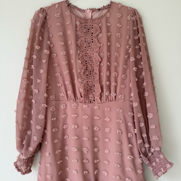 Textured Mauve Pink Dress Sz L - Picture 3 of 8